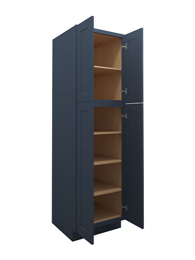 Oceana Blue Shaker 24×84 Double Door Tall Pantry Cabinet