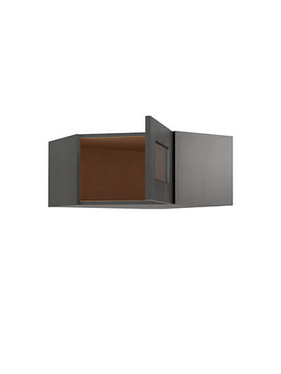 SCN-DCW2412GD: Shaker Cinder Glass Door Diagonal Wall Stacker Cabinet 12″ H