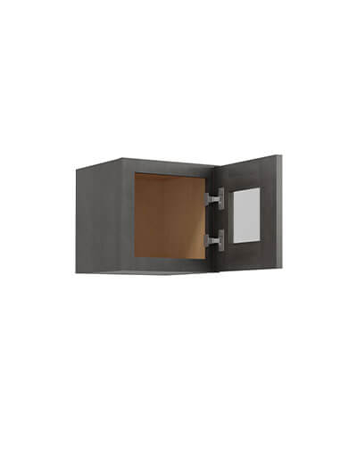 SCN-W1212GD: Shaker Cinder 12″ Glass Door Wall Stacker Cabinet Single Door 12″ H