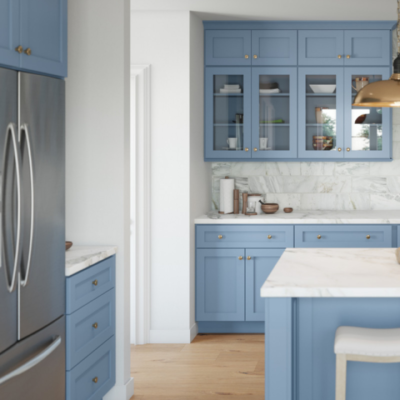 Xterra Blue Shaker Kitchen Cabinet Closeup | CabinetSelect.com