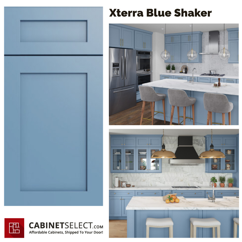 10×10 Xterra Blue Shaker Kitchen by CabinetSelect