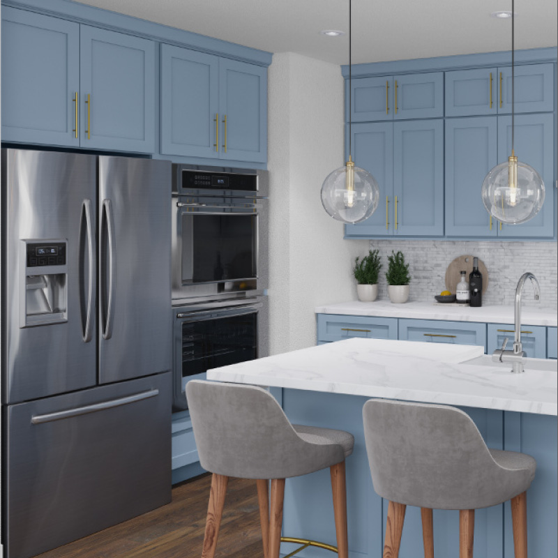 Xterra Blue Shaker Kitchen Cabinets by Forevermark | CabinetSelect.com