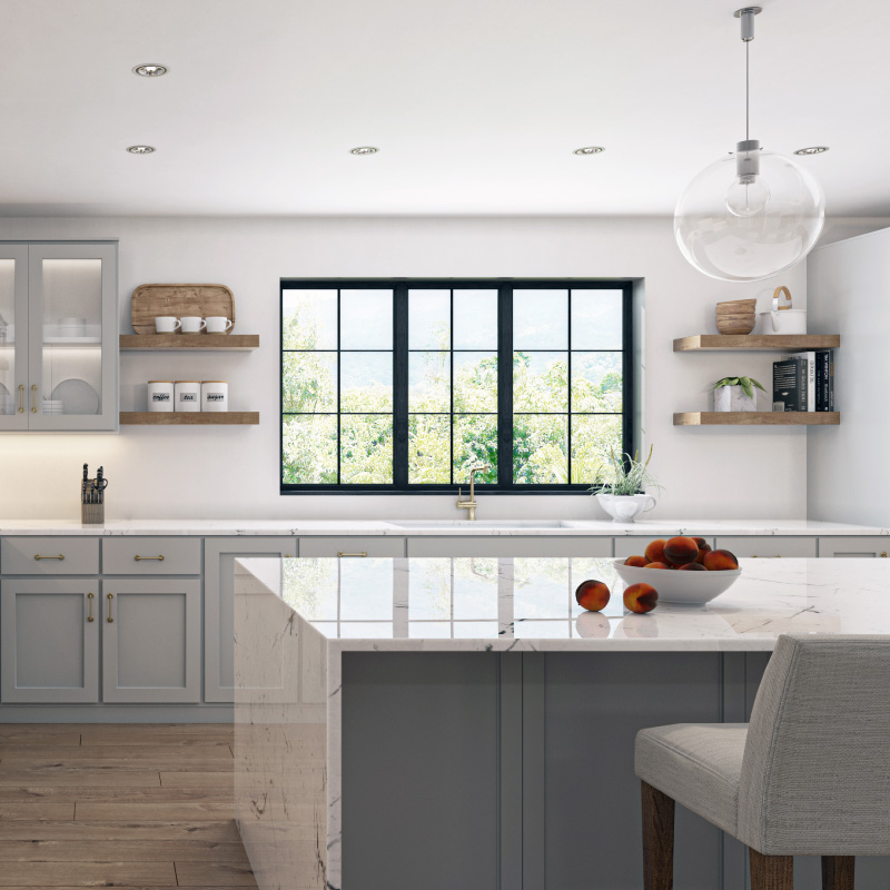 Luxor Misty Grey Kitchen Cabinets | CabinetSelect.com
