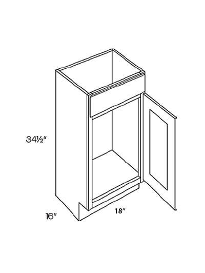 L03-V1816: Luxor Misty Grey 18″ Single Door Vanity Sink Base Cabinet
