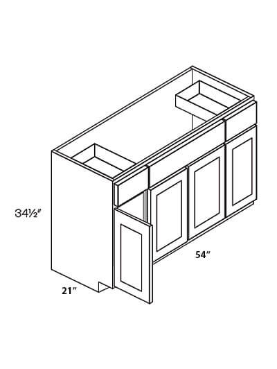 L02-VB54: Luxor Smokey Grey 54″ Four Door Vanity Base Cabinet