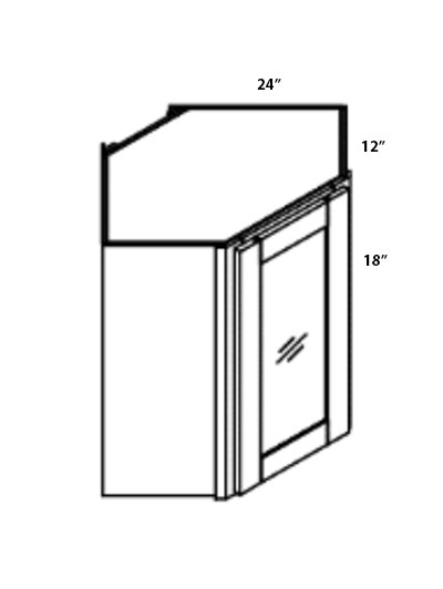 Pristine White Shaker 24″x18″ Wall Diagonal Glass Door Cabinet