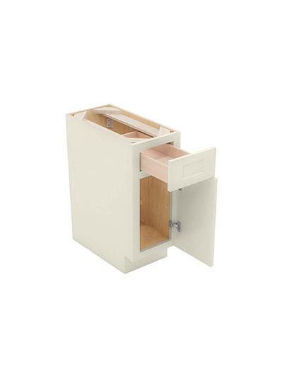 SA-B12: Shaker Antique White 12″ Single Drawer Single Door Base Cabinet