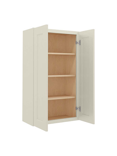 SA-W2742: Shaker Antique White 27″ Double Door 42″ High Wall Cabinet