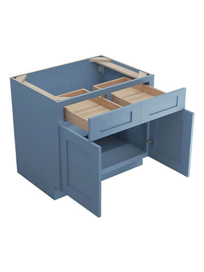 AX-B33B: Xterra Blue Shaker 33″ 2 Drawer 2 Door Base Cabinet