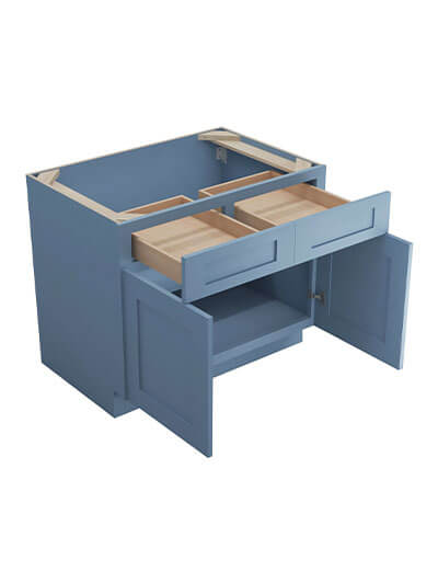 AX-B36B: Xterra Blue Shaker 36″ 2 Drawer 2 Door Base Cabinet
