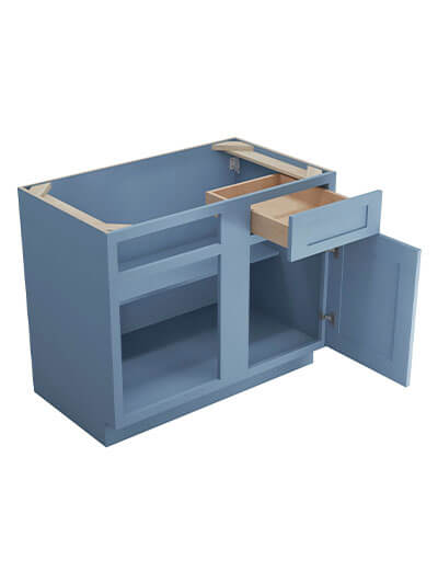 AX-BBLC45/48-42″ W: Xterra Blue Shaker 45″ 1 Drawer 1 Door Blind Corner Base Cabinet
