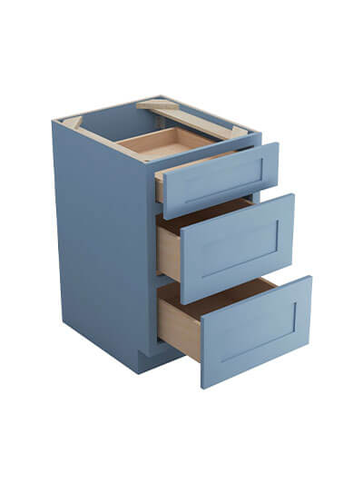 AX-DB21(3): Xterra Blue Shaker 21″ 3 Drawer Base Cabinet