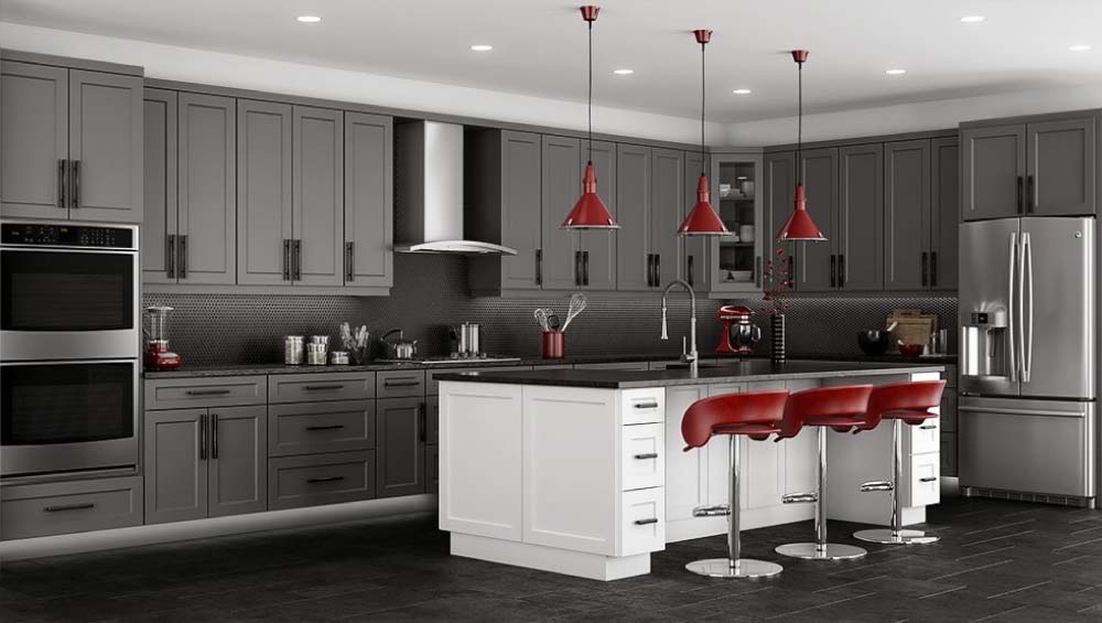 Grey White Shaker Modern Kitchen | Kitchen Design Inspiration | Cabinetselect.com
