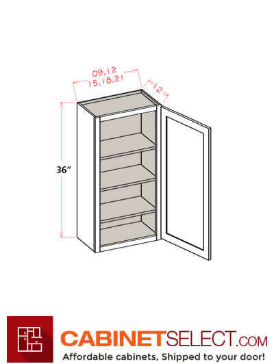 SG-W1836: Shaker Grey 18″ Single Door 36″ High Wall Cabinet
