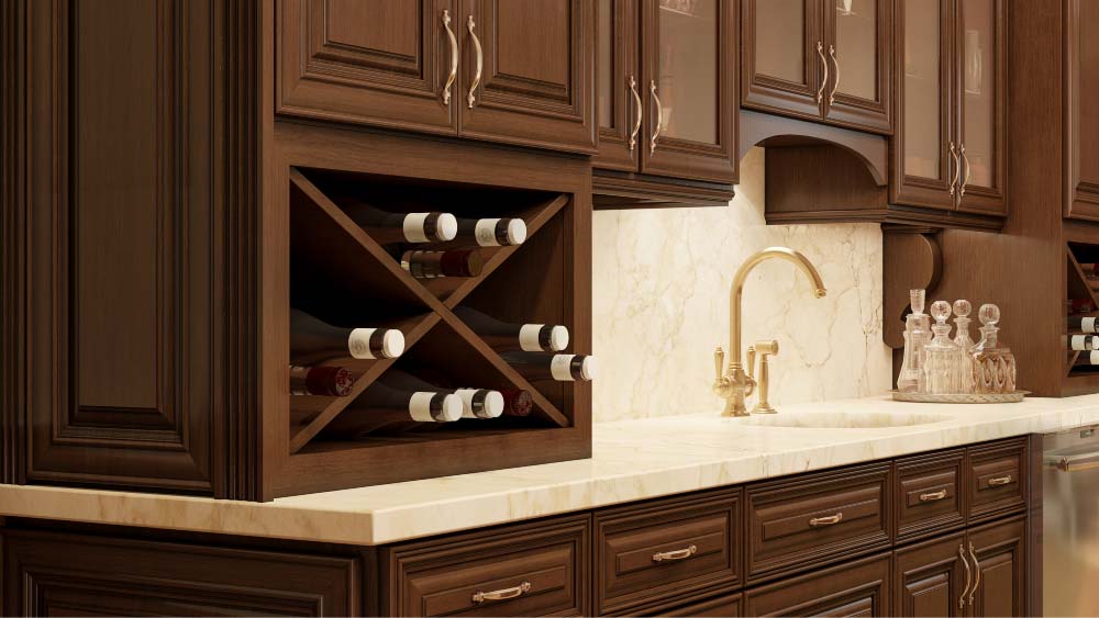 Wine Rack Close Up Kitchen Cabinets Accessories | Kitchen Design Inspiration | Cabinetselect.com