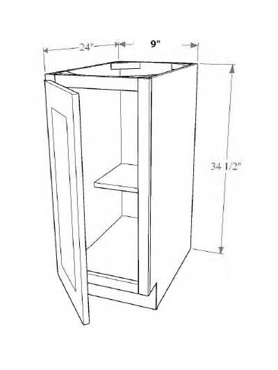 Natural Shaker 9″ Full Height Base Cabinet, One Door