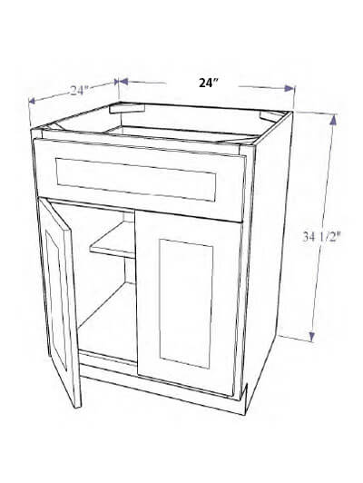 Natural Shaker 24″ Base Cabinet, One Drawer, Two Doors