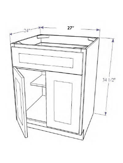 Natural Shaker 27″ Base Cabinet, One Drawer, Two Doors