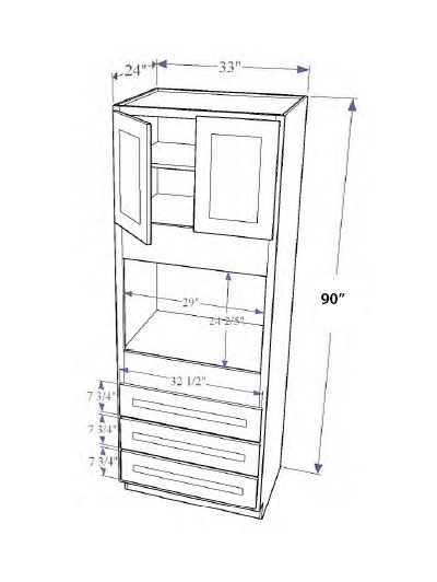 Natural Shaker 33″x90″ Tall Oven Cabinet