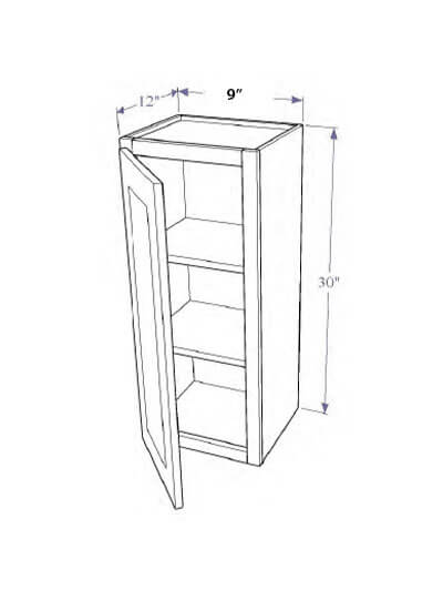 Natural Shaker 9″x30″ Wall Cabinet, One Door