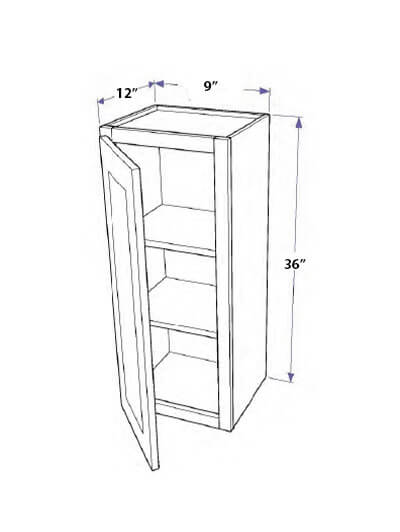 Natural Brown Shaker 9″x36″ Wall Cabinet, One Door