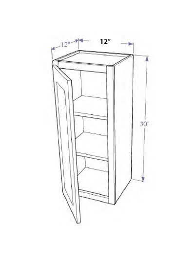 Natural Shaker 12″x30″ Wall Cabinet, One Door