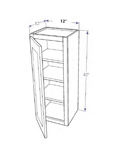 Natural Shaker 12″x42″ Wall Cabinet, One Door