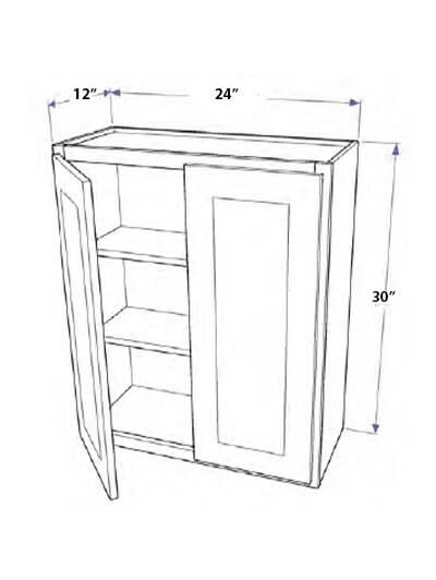 Natural Shaker 24″x30″ Wall Cabinet, Two Doors