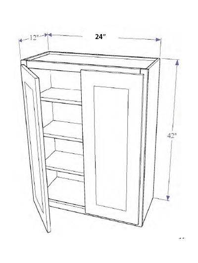 Natural Shaker 24’x42″ Wall Cabinet, Two Doors