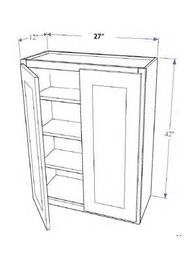 Natural Shaker 27’x42″ Wall Cabinet, Two Doors