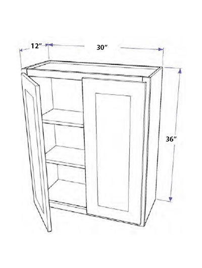 Natural Shaker 30″x36″ Wall Cabinet, Two Doors