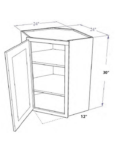 Natural Shaker 24″x30″ Wall Diagonal Corner Cabinet