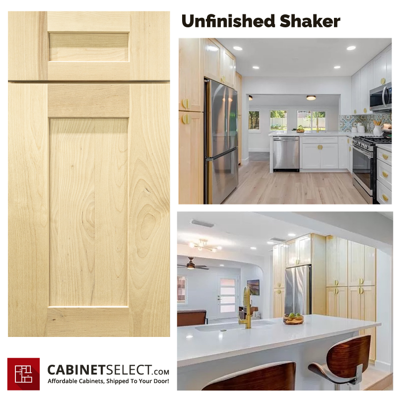 Unfinished Shaker Kitchen Cabinet Line