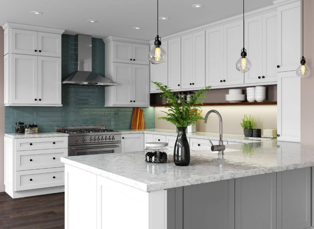Ice White Shaker Kitchen Cabinets | Kitchen Design Inspiration | Cabinetselect.com