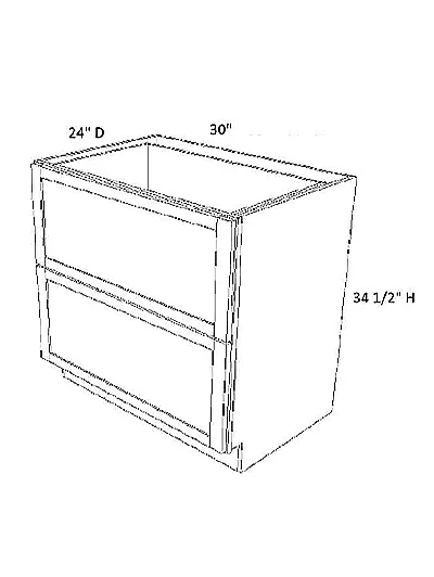 Unfinished Shaker 2 Drawers Base 2db30