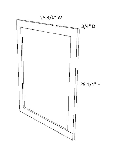 Unfinished Shaker Base Decorative Door Panel W24″ x H30″ x D0.75″