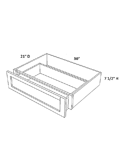 Unfinished Shaker Knee Drawer W30″ x H7.5″ x D21″
