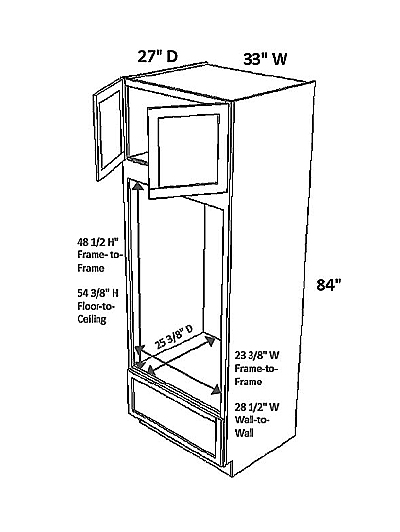Unfinished Shaker Oven Pantry W33″ x H84″ x D27″