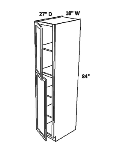 Unfinished Shaker Tall Pantry Cabinet W18″ x H84″ x D27″