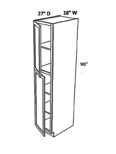 Unfinished Shaker Tall Pantry Cabinet W18″ x H90″ x D27″