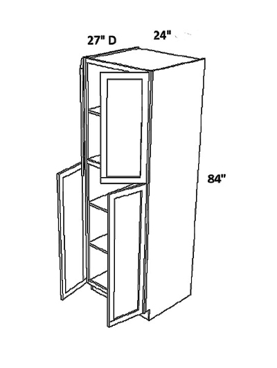 Unfinished Shaker Tall Pantry Cabinet W24″ x H84″ x D27″