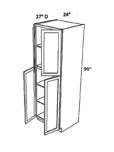 Unfinished Shaker Tall Pantry Cabinet W24″ x H90″ x D27″