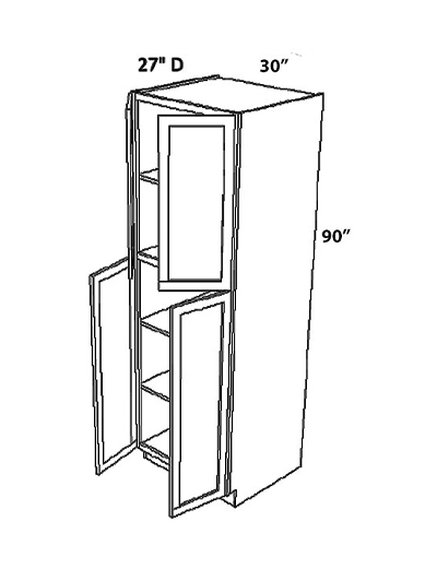 Unfinished Shaker Tall Pantry Cabinet W30″ x H90″ x D27″