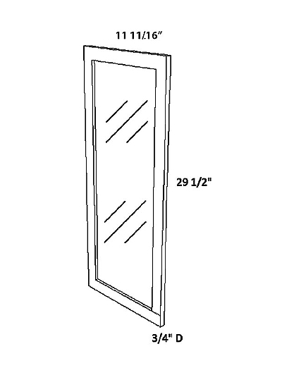 Unfinished Shaker Wall Cabinet Glass Door W12″ x H30″