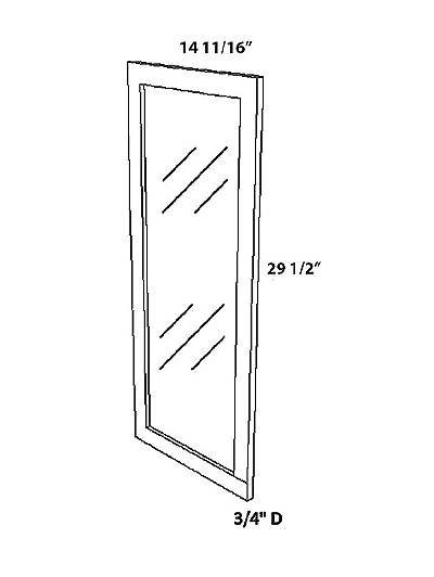 Unfinished Shaker Wall Cabinet Glass Door W15″ x H30″
