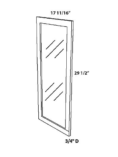 Unfinished Shaker Wall Cabinet Glass Door W18″ x H30″