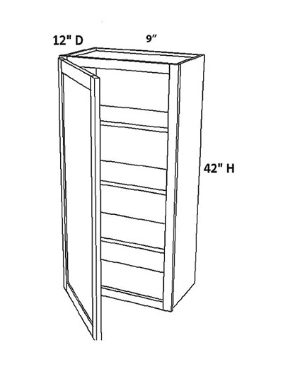 Unfinished Shaker Wall Cabinet W09″ x H42″