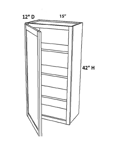 Unfinished Shaker Wall Cabinet W15″ x H42″