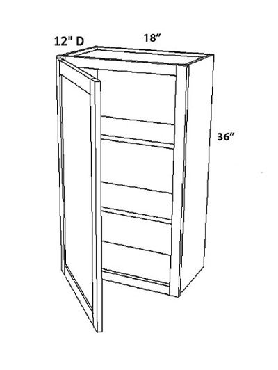 Unfinished Shaker Wall Cabinet W18″ x H36″