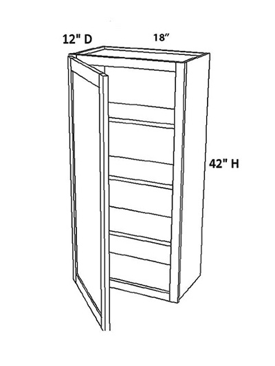 Unfinished Shaker Wall Cabinet W18″ x H42″